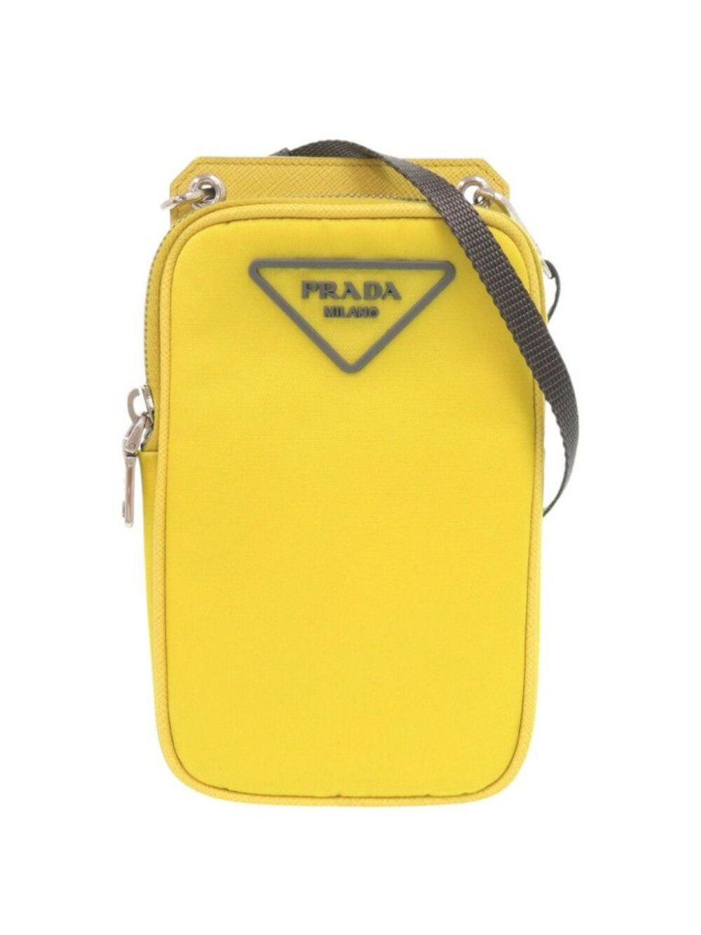 Prada Triangle Nylon Leather Yellow Phone Case Shoulder Pouch